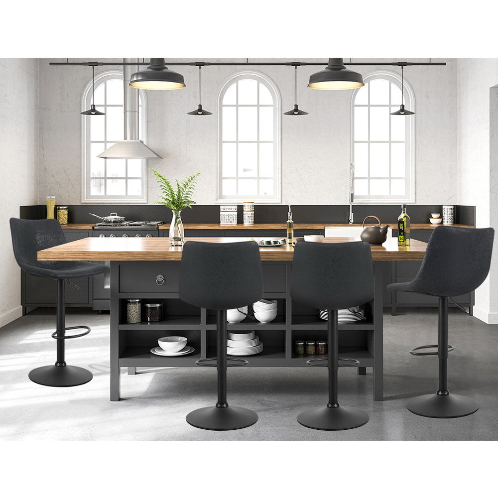 Theodore PU Leather Counter Stool - Black (Set of 2)