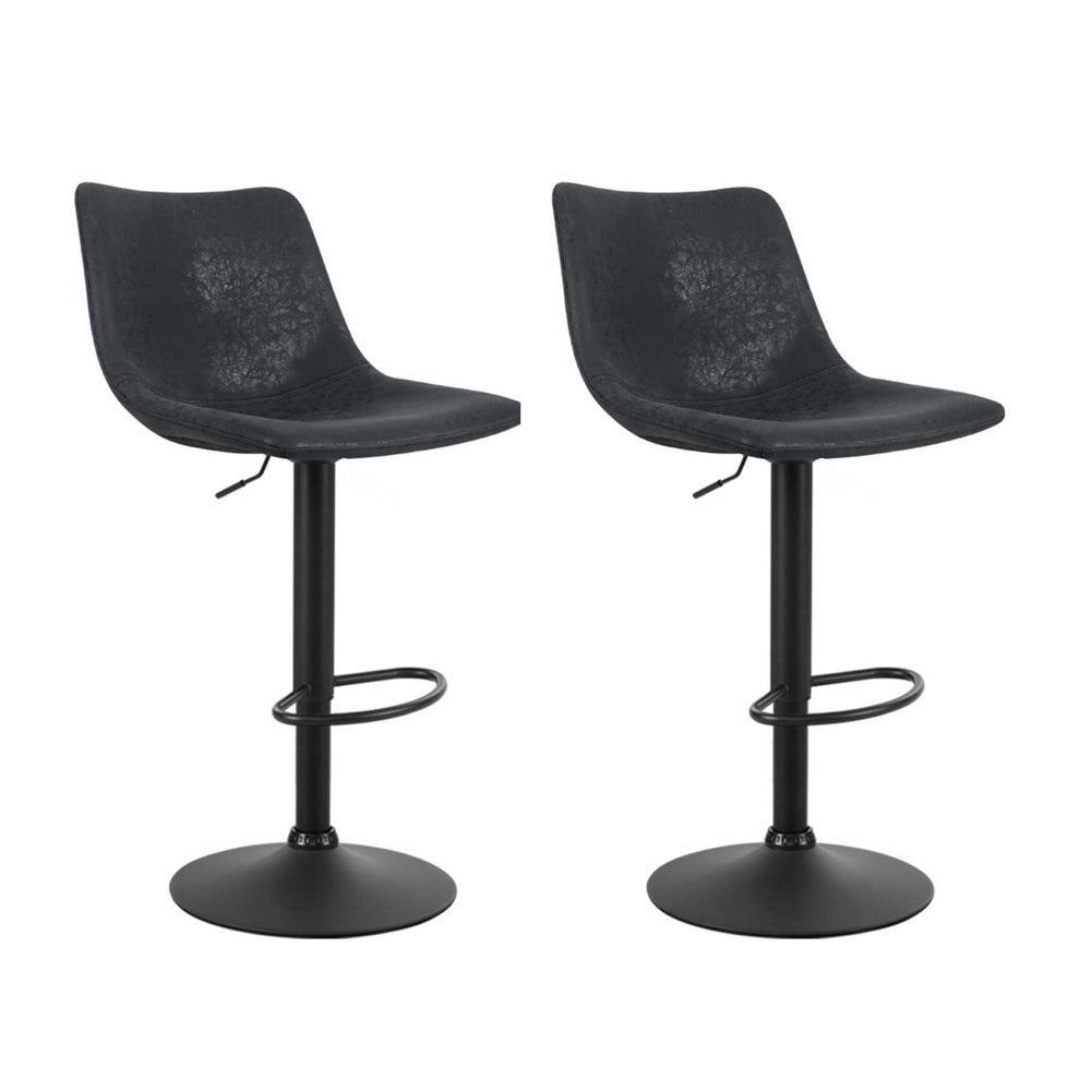 Theodore PU Leather Counter Stool - Black (Set of 2)