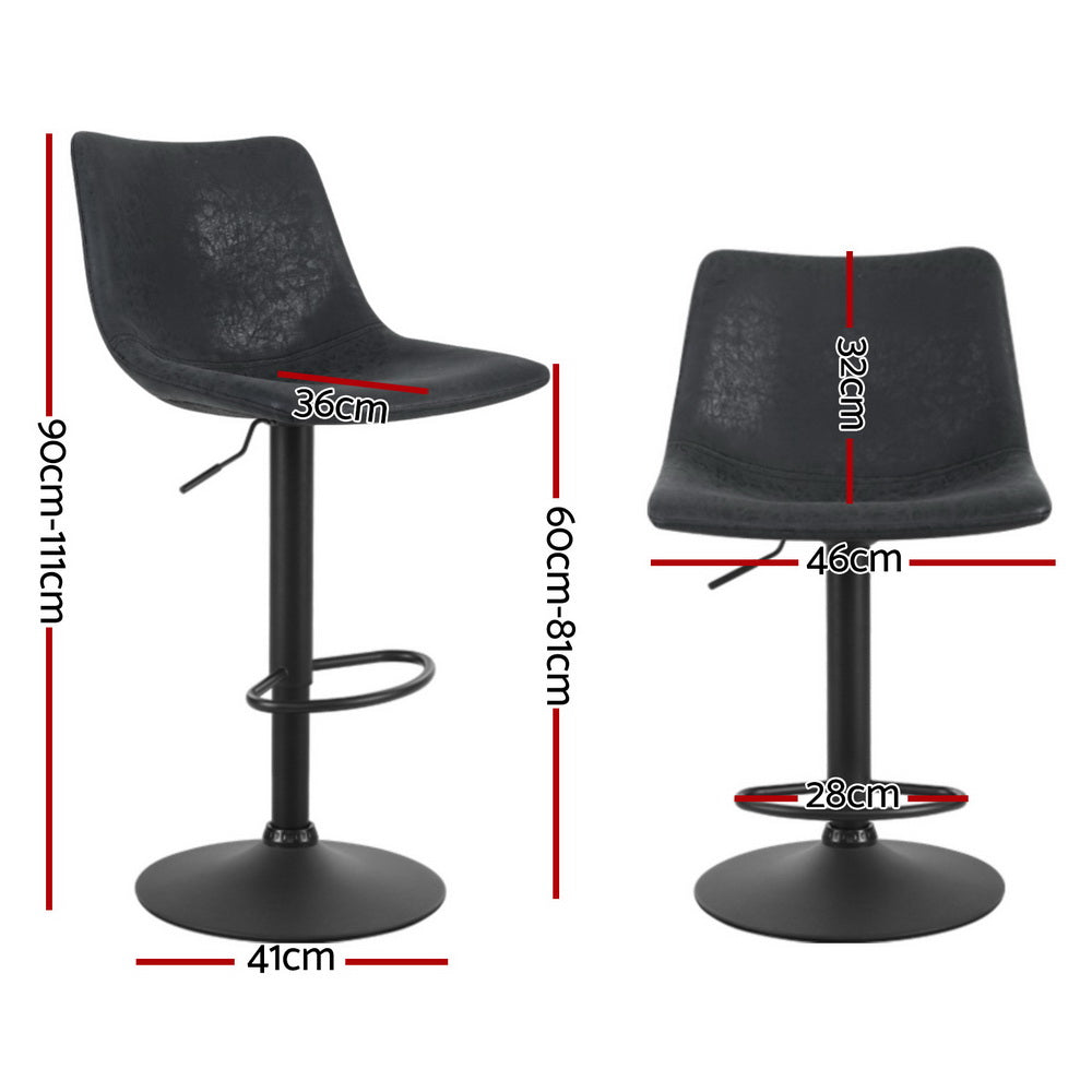 Theodore PU Leather Counter Stool - Black (Set of 4)