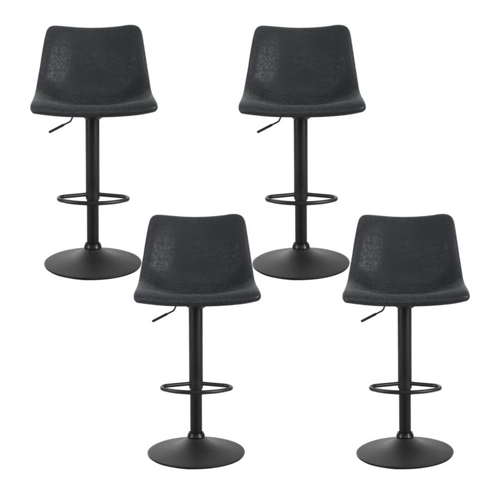 Theodore PU Leather Counter Stool - Black (Set of 4)
