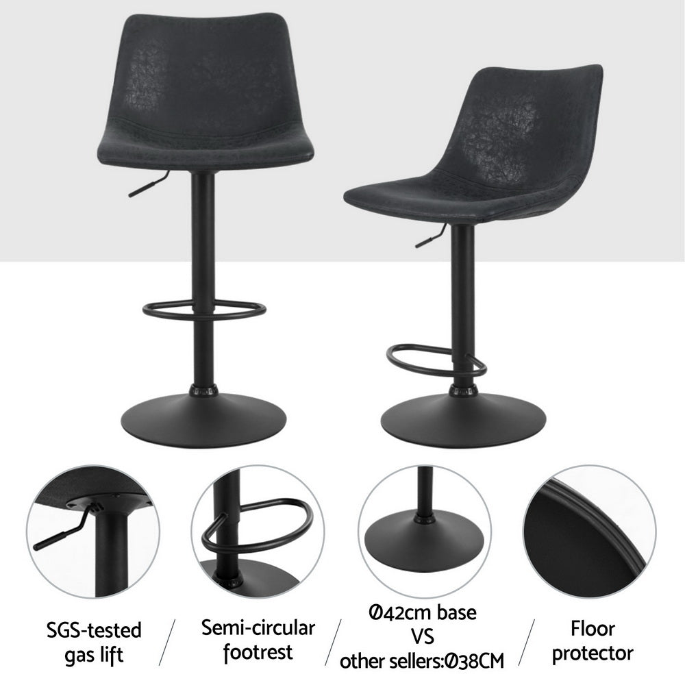 Theodore PU Leather Counter Stool - Black (Set of 4)