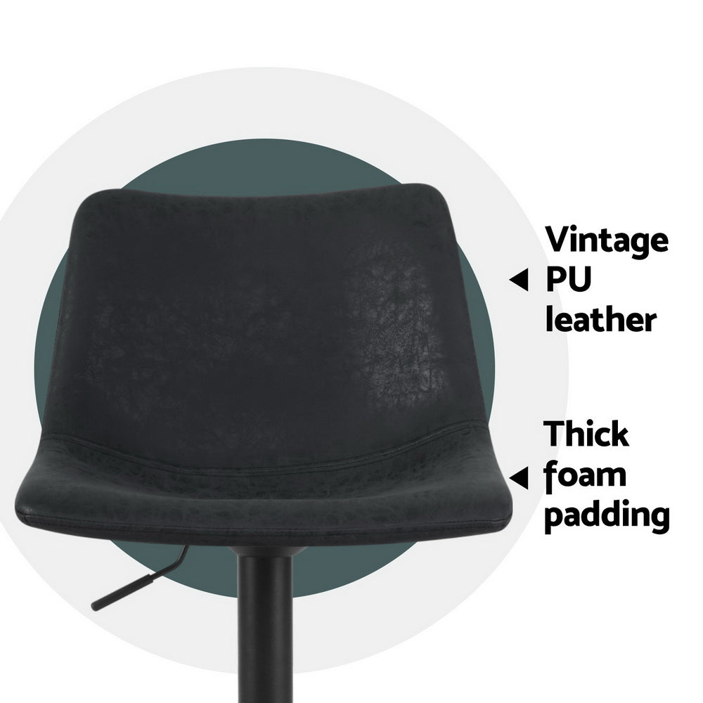Theodore PU Leather Counter Stool - Black (Set of 4)