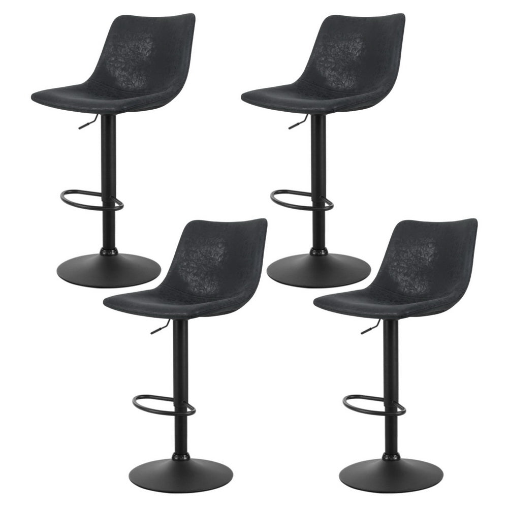 Theodore PU Leather Counter Stool - Black (Set of 4)