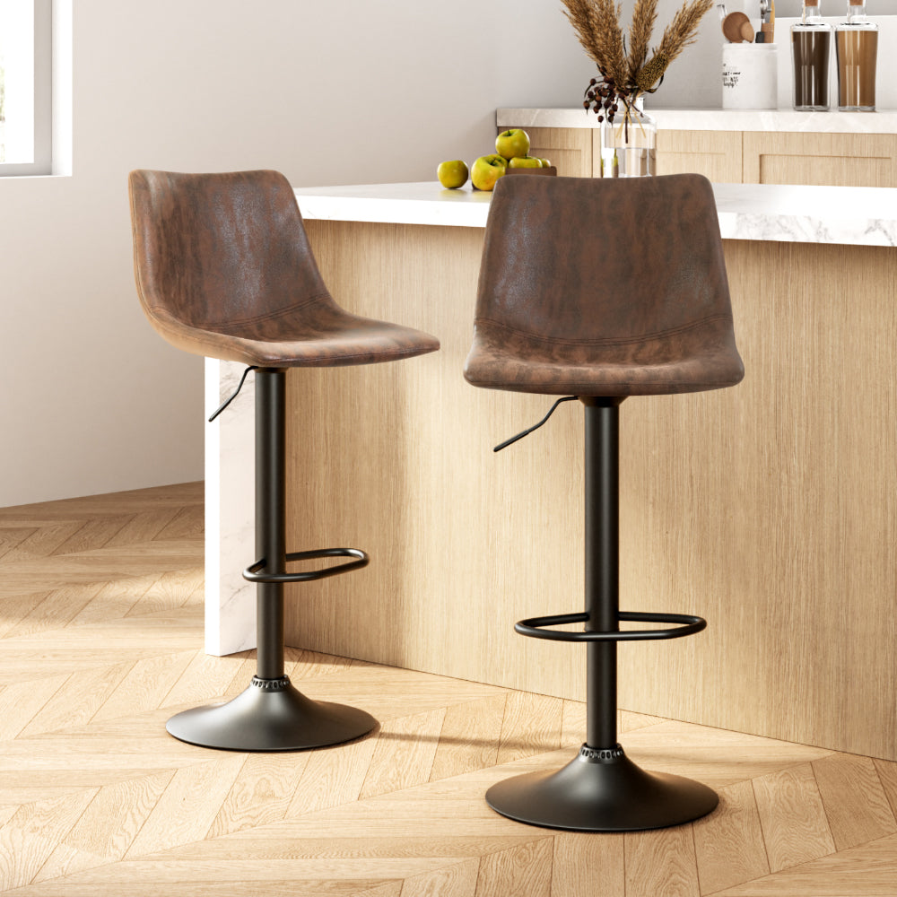 Theodore Fabric Counter Stool - Brown (Set of 2)