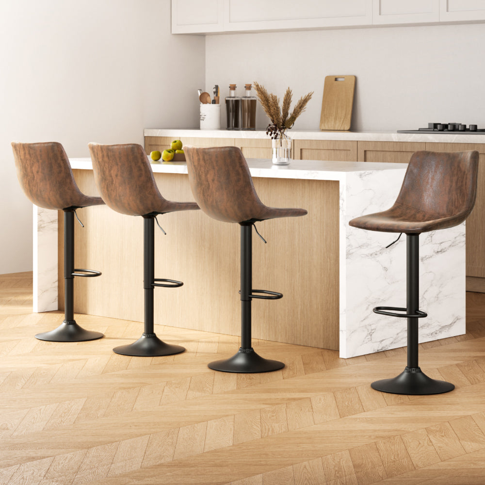 Theodore Fabric Counter Stool - Brown (Set of 4)