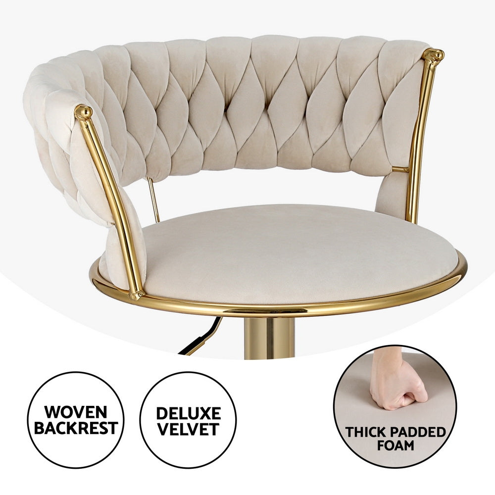 Arlo Velvet Counter Stool - Ivory (Set of 2)