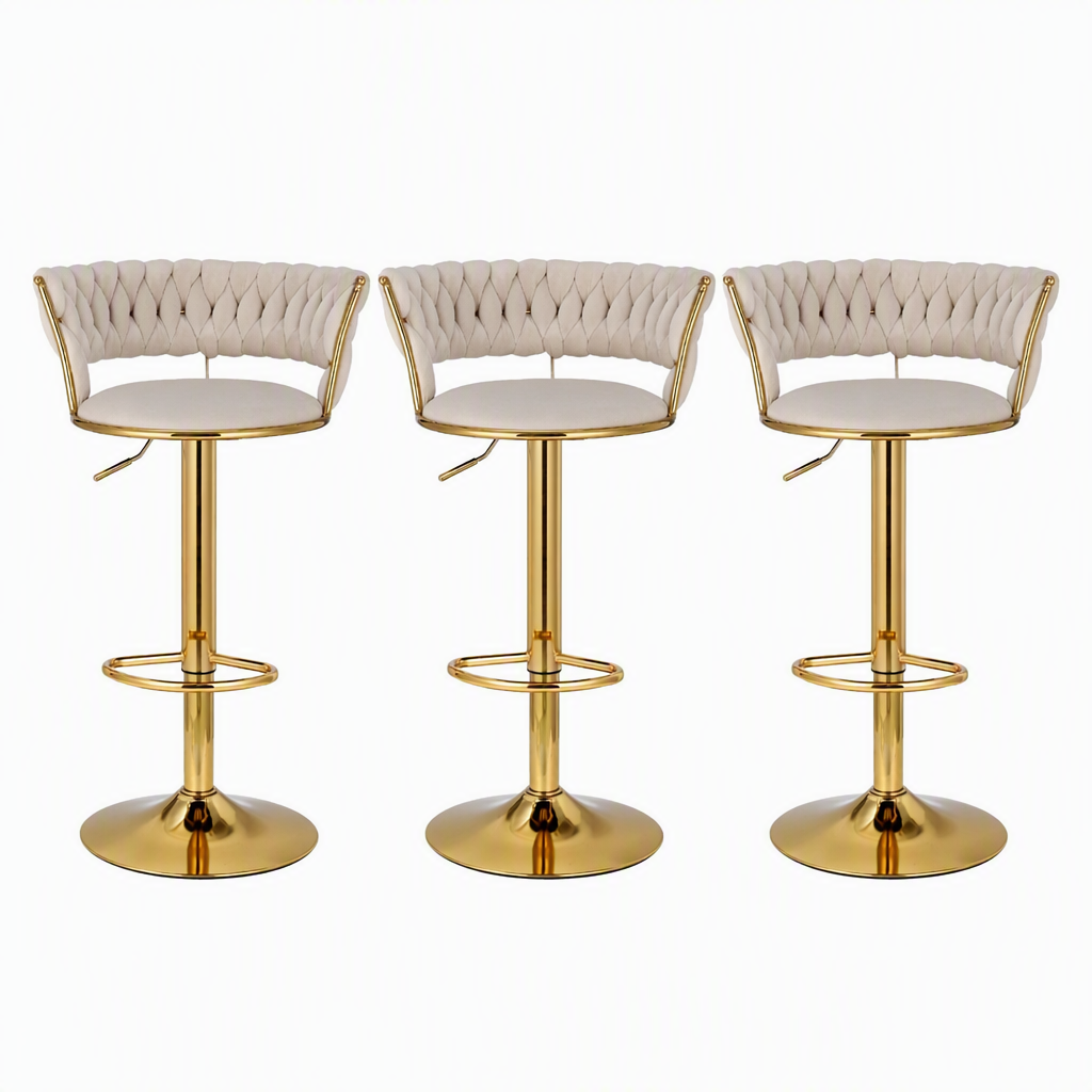 Arlo Velvet Counter Stool - Ivory (Set of 3)