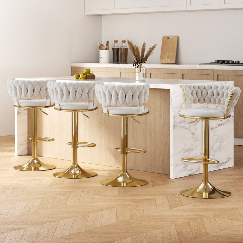 Arlo Velvet Counter Stool - Ivory (Set of 4)