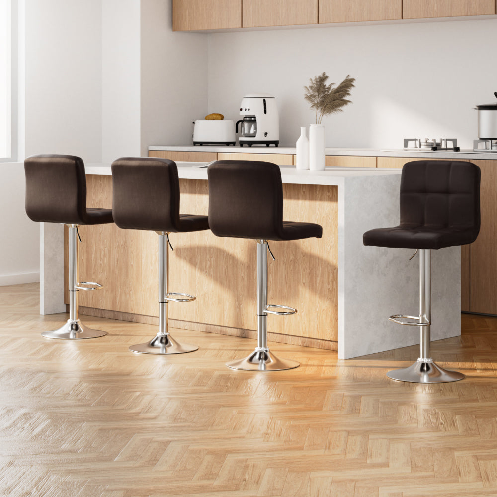Samuel PU Leather Counter Stool - Brown (Set of 4)