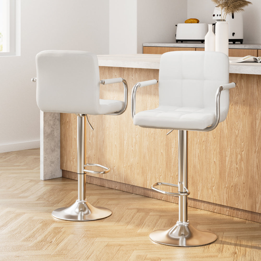 Ada PU Leather Counter Stool - White (Set of 2)