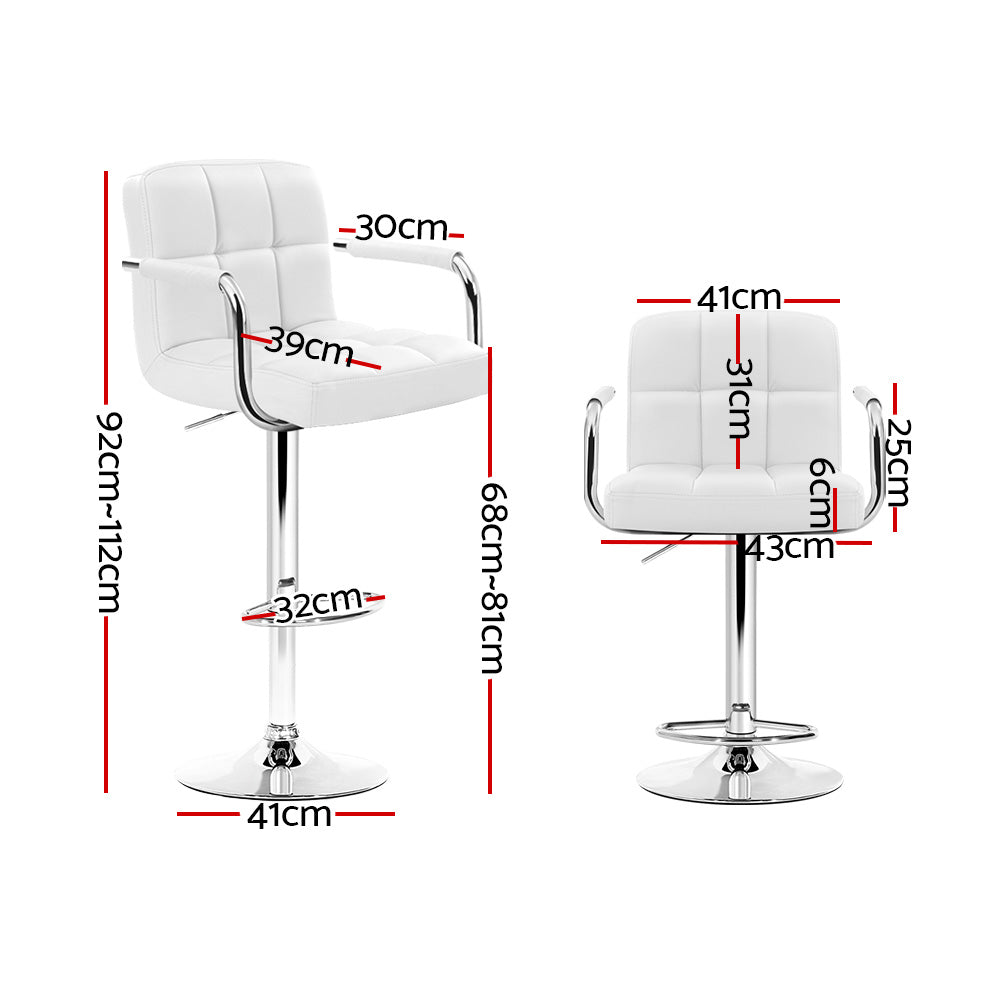 Ada PU Leather Counter Stool - White (Set of 2)