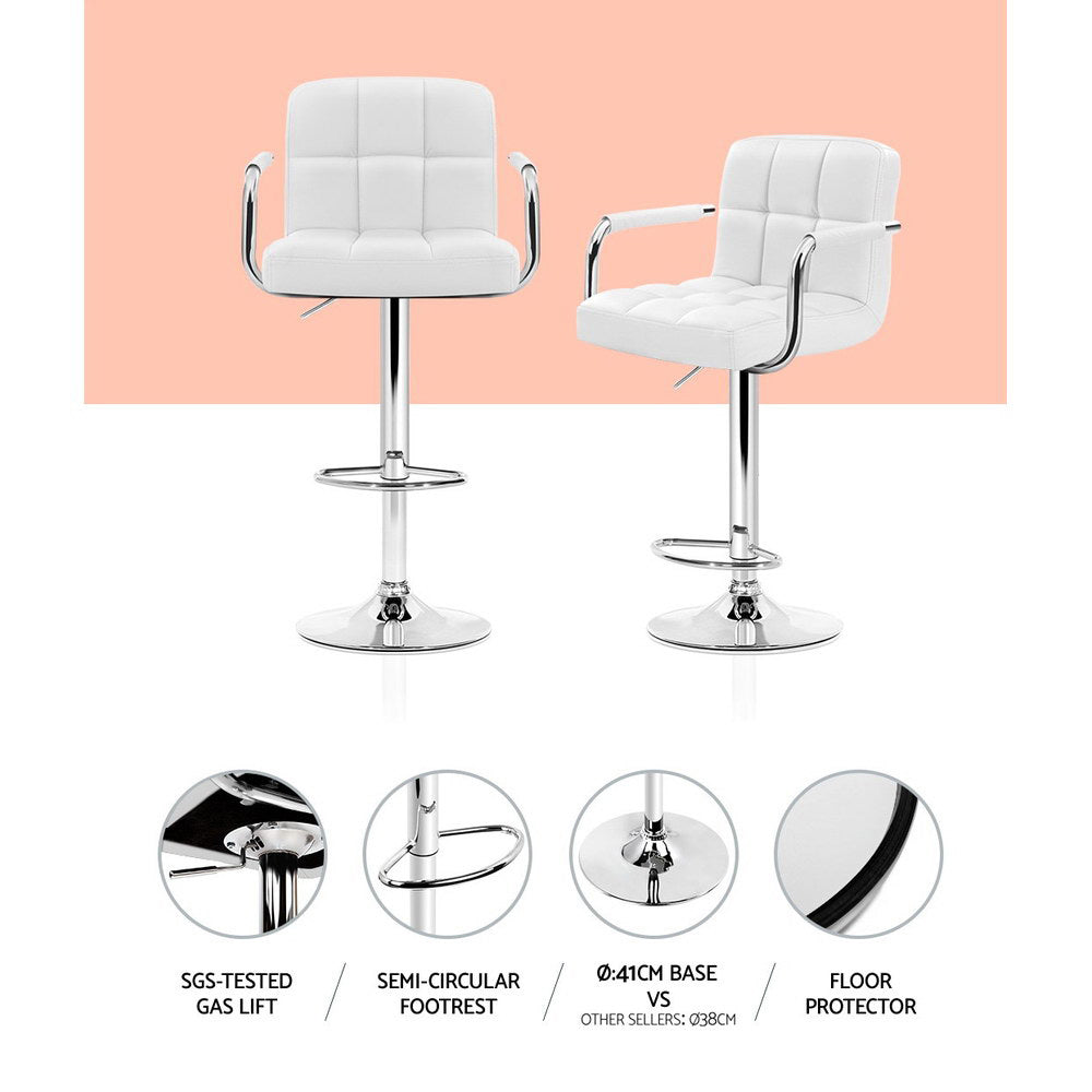 Ada PU Leather Counter Stool - White (Set of 2)