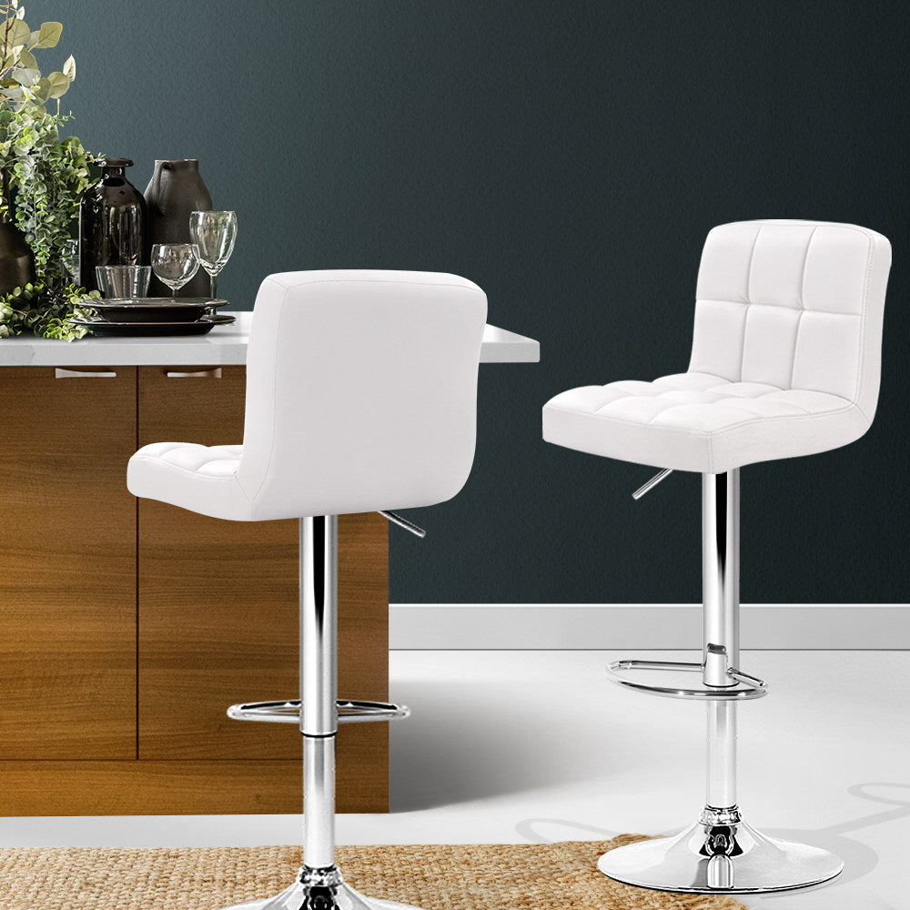 Ada PU Leather Counter Stool - White (Set of 2)
