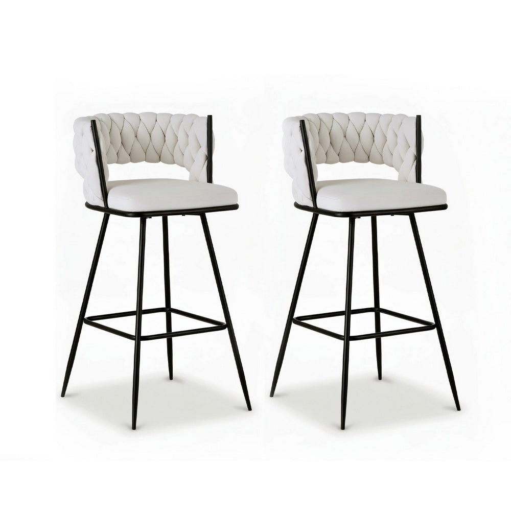 Oscar Velvet Counter Stool - Ivory (Set of 2)