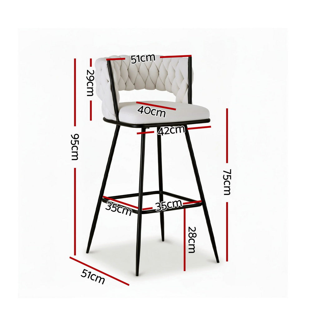 Oscar Velvet Counter Stool - Ivory (Set of 2)