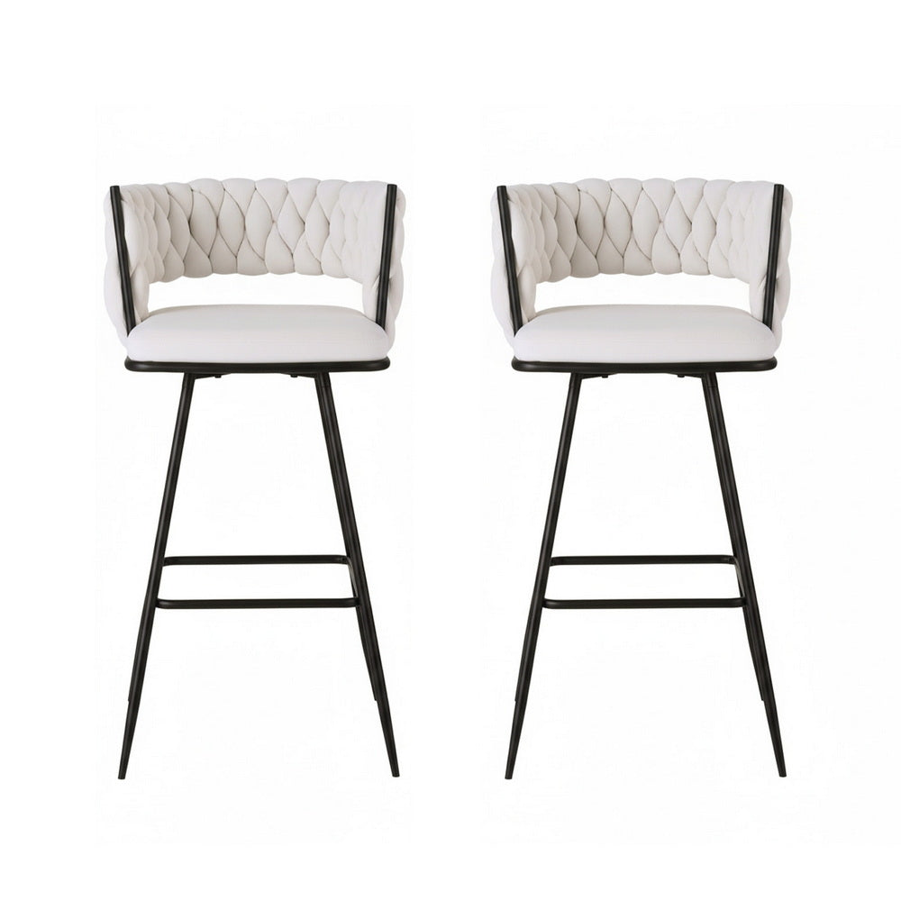 Oscar Velvet Counter Stool - Ivory (Set of 2)