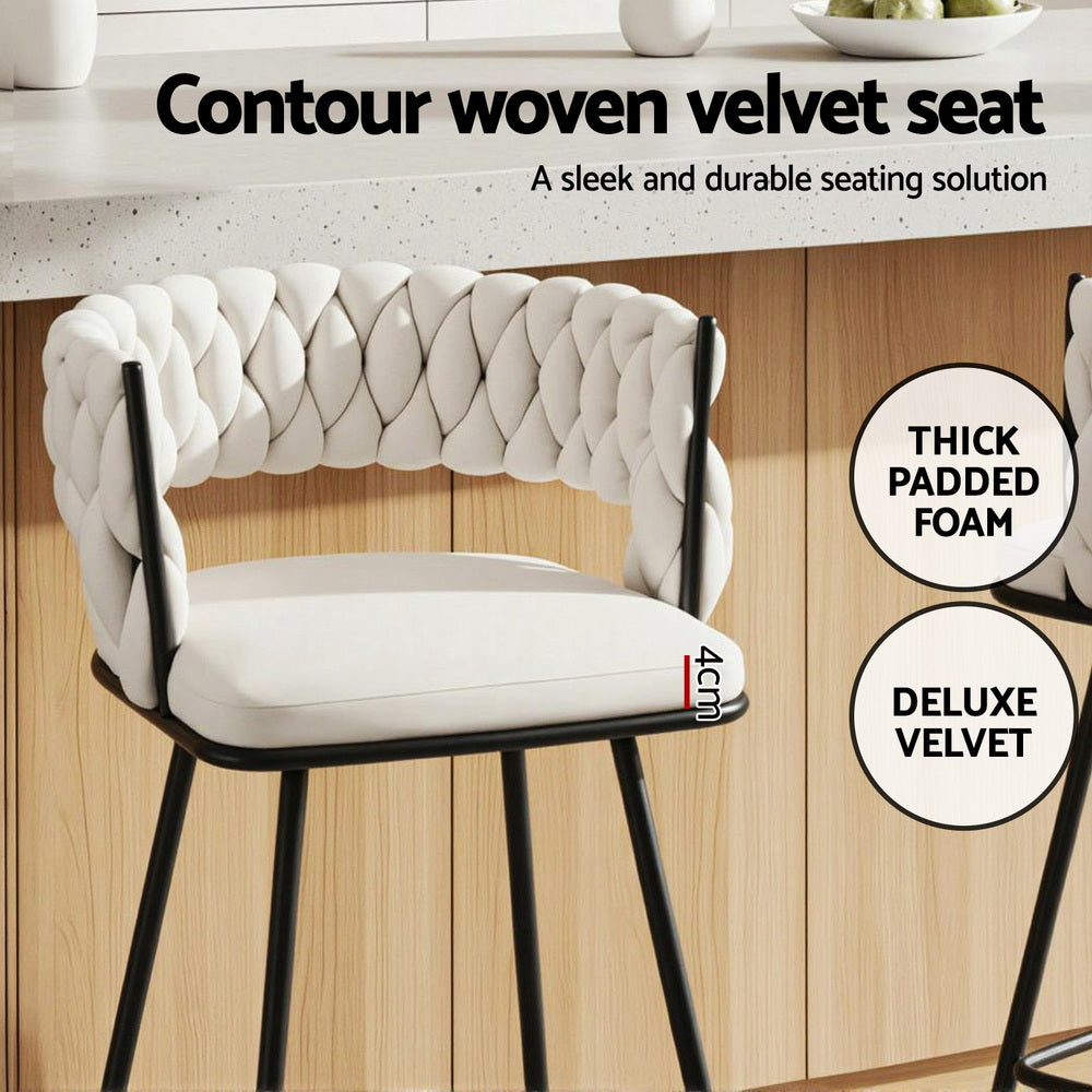 Oscar Velvet Counter Stool - Ivory (Set of 2)