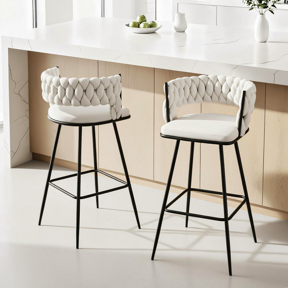 Oscar Velvet Counter Stool - Ivory (Set of 2)