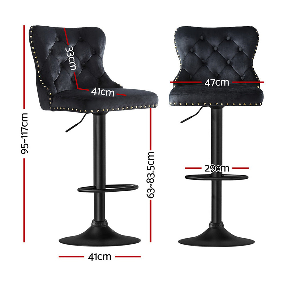 Hazel Velvet Counter Stool - Black
