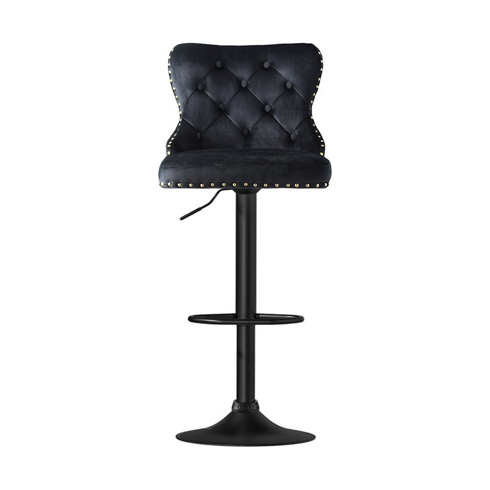 Hazel Velvet Counter Stool - Black