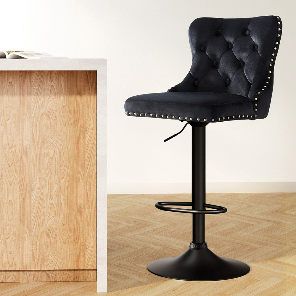 Hazel Velvet Counter Stool - Black