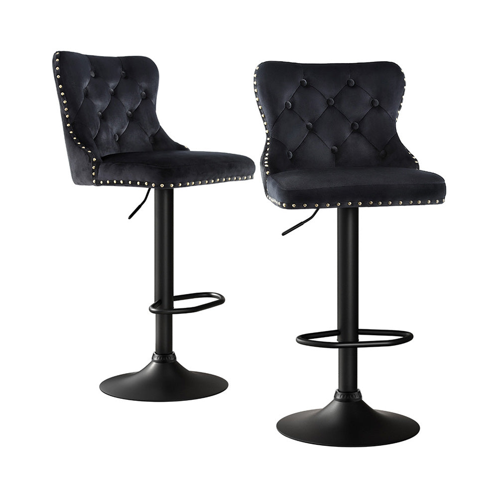 Hazel Velvet Counter Stool - Black (Set of 2)