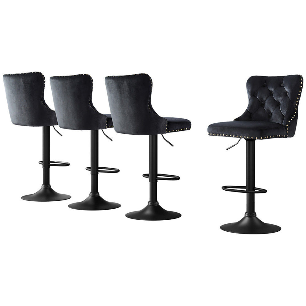 Hazel Velvet Counter Stool - Black (Set of 4)