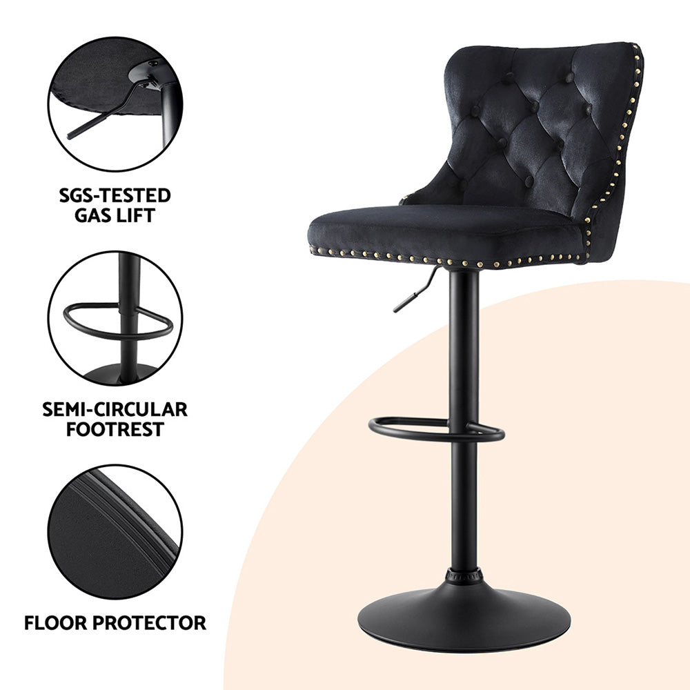 Hazel Velvet Counter Stool - Black (Set of 4)