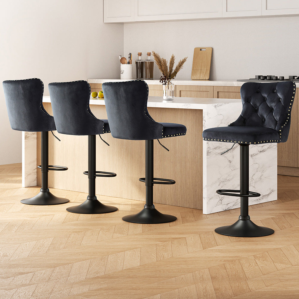 Hazel Velvet Counter Stool - Black (Set of 4)