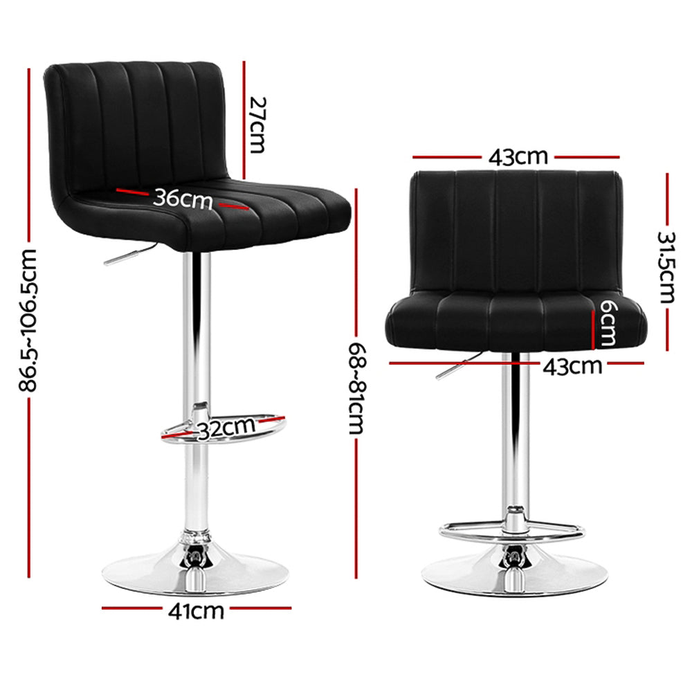 Arthur PU Leather Counter Stool - Black (Set of 4)