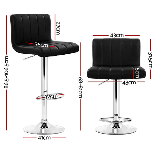 Arthur PU Leather Counter Stool - Black (Set of 4)