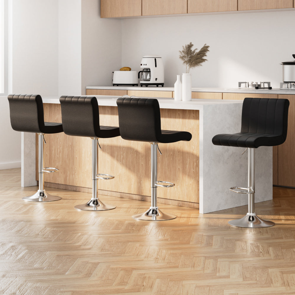 Arthur PU Leather Counter Stool - Black (Set of 4)