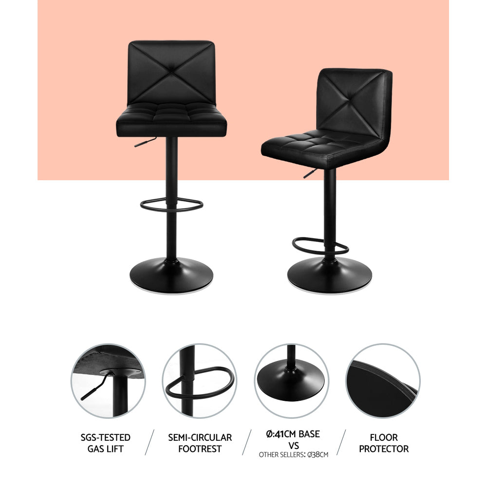 Matilda PU Leather Counter Stool - Black (Set of 4)