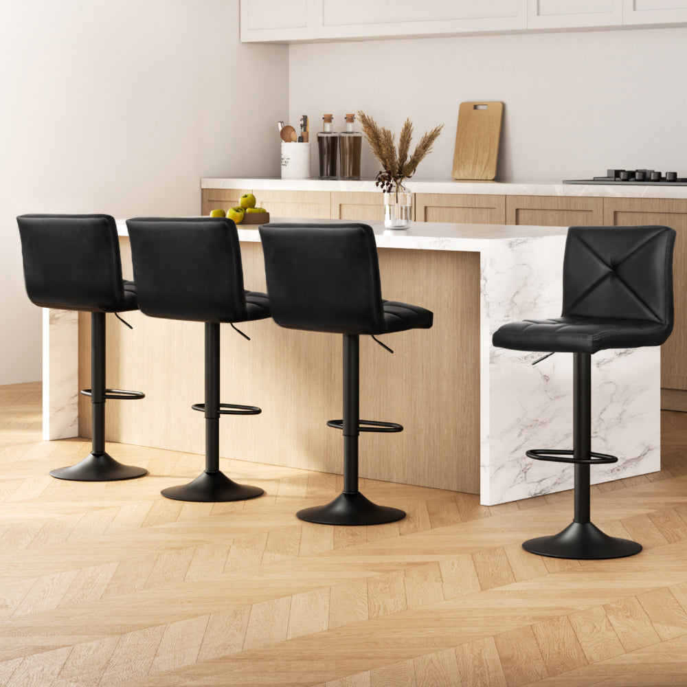 Matilda PU Leather Counter Stool - Black (Set of 4)