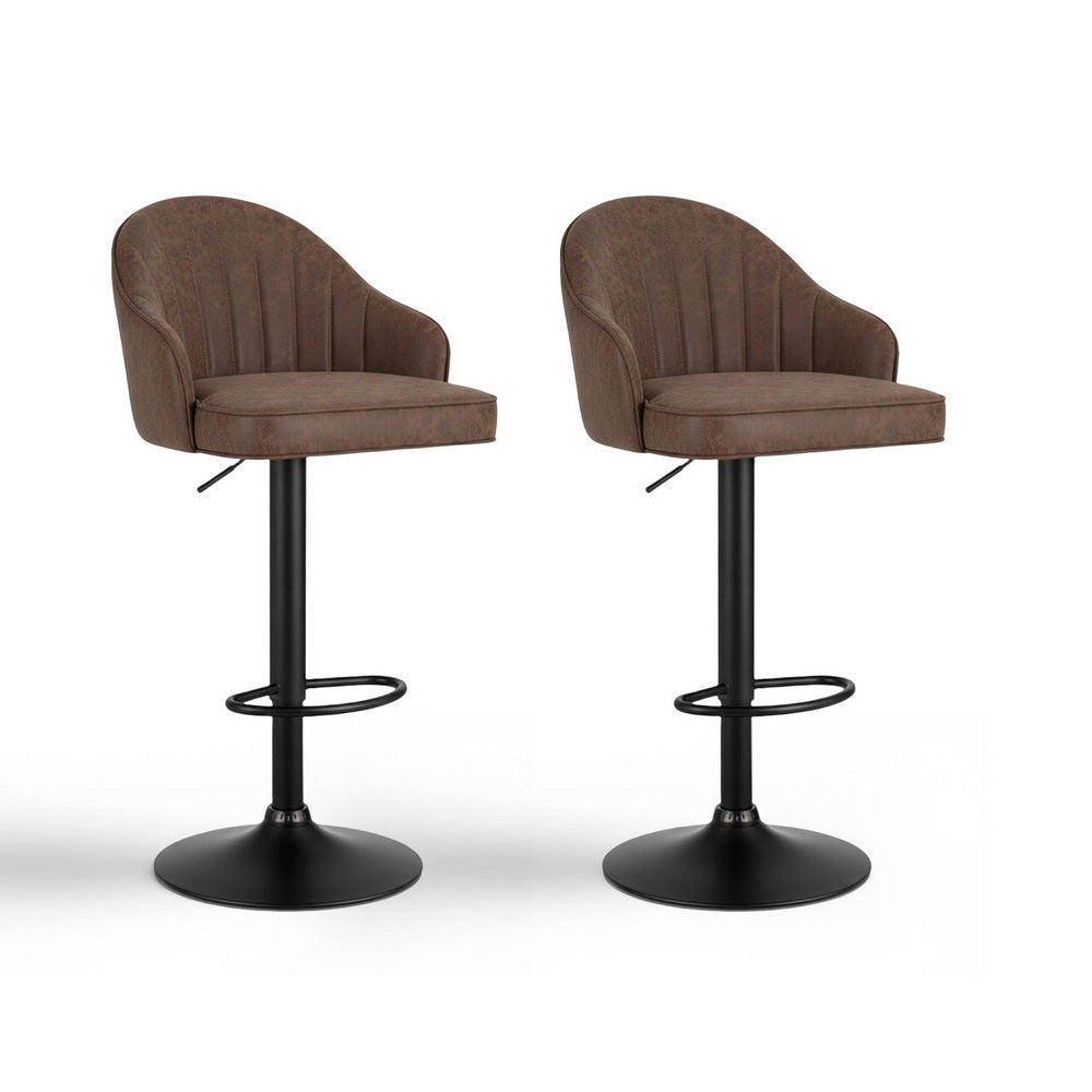 Leo PU Leather Counter Stool - Brown (Set of 2)
