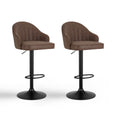 Leo PU Leather Counter Stool - Brown (Set of 2)