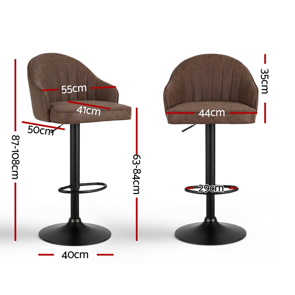 Leo PU Leather Counter Stool - Brown (Set of 2)