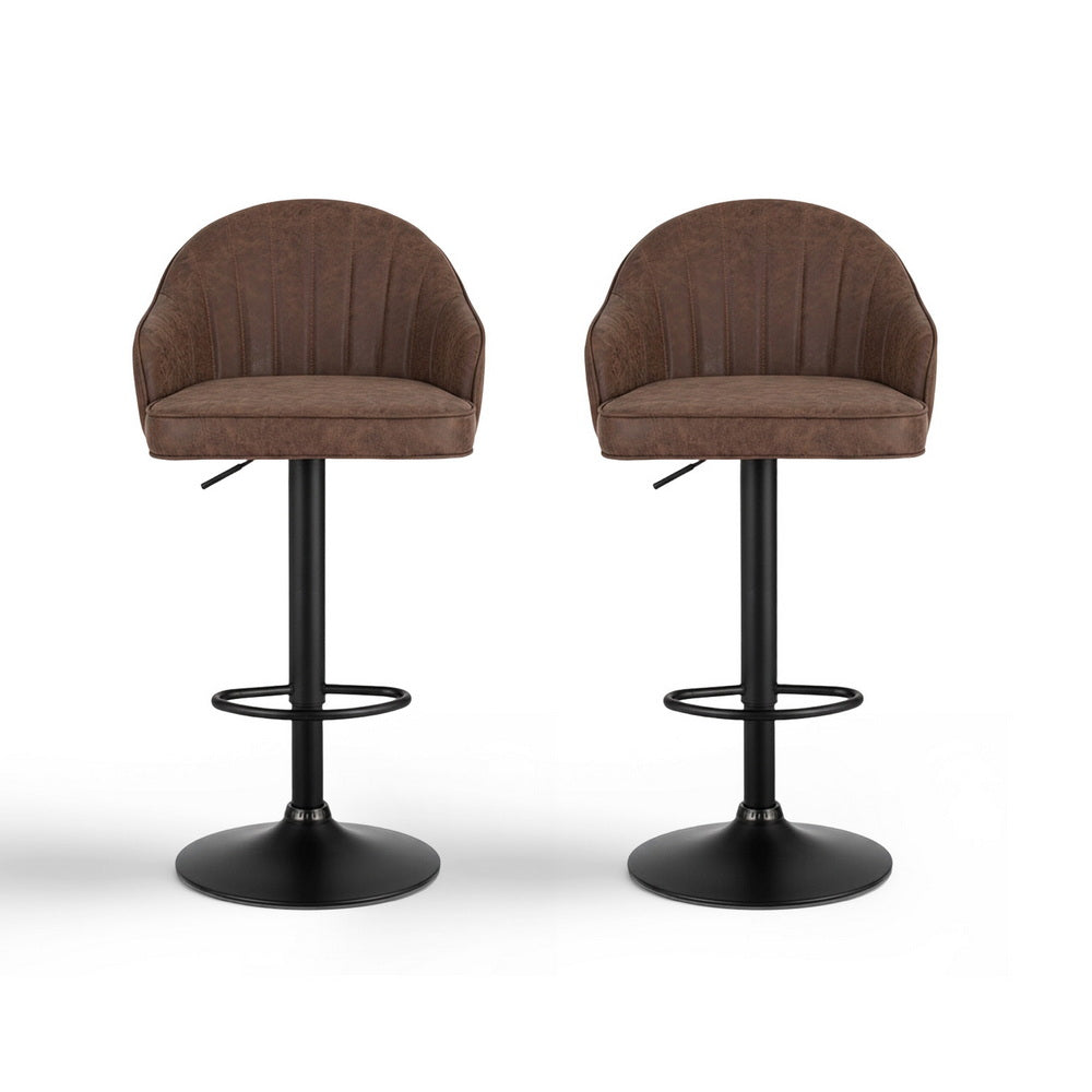 Leo PU Leather Counter Stool - Brown (Set of 2)