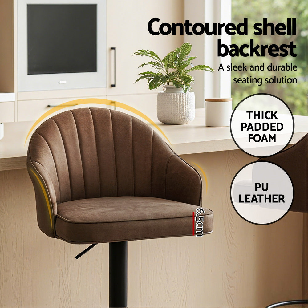 Leo PU Leather Counter Stool - Brown (Set of 2)
