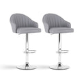 Leo PU Leather Counter Stool - Grey (Set of 2)