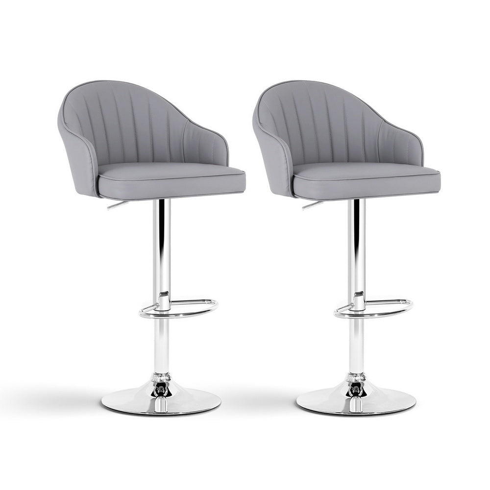 Leo PU Leather Counter Stool - Grey (Set of 2)