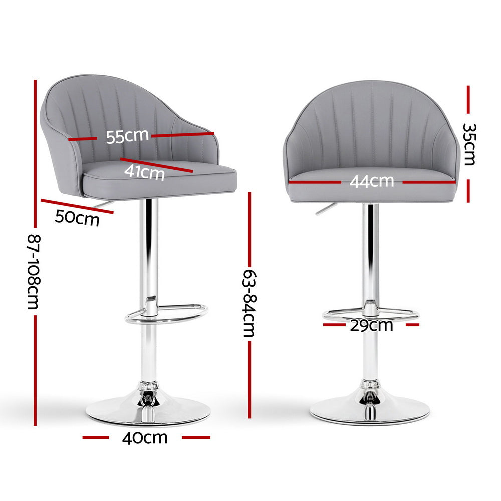 Leo PU Leather Counter Stool - Grey (Set of 2)