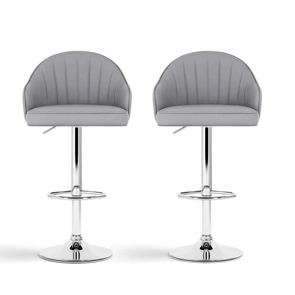 Leo PU Leather Counter Stool - Grey (Set of 2)