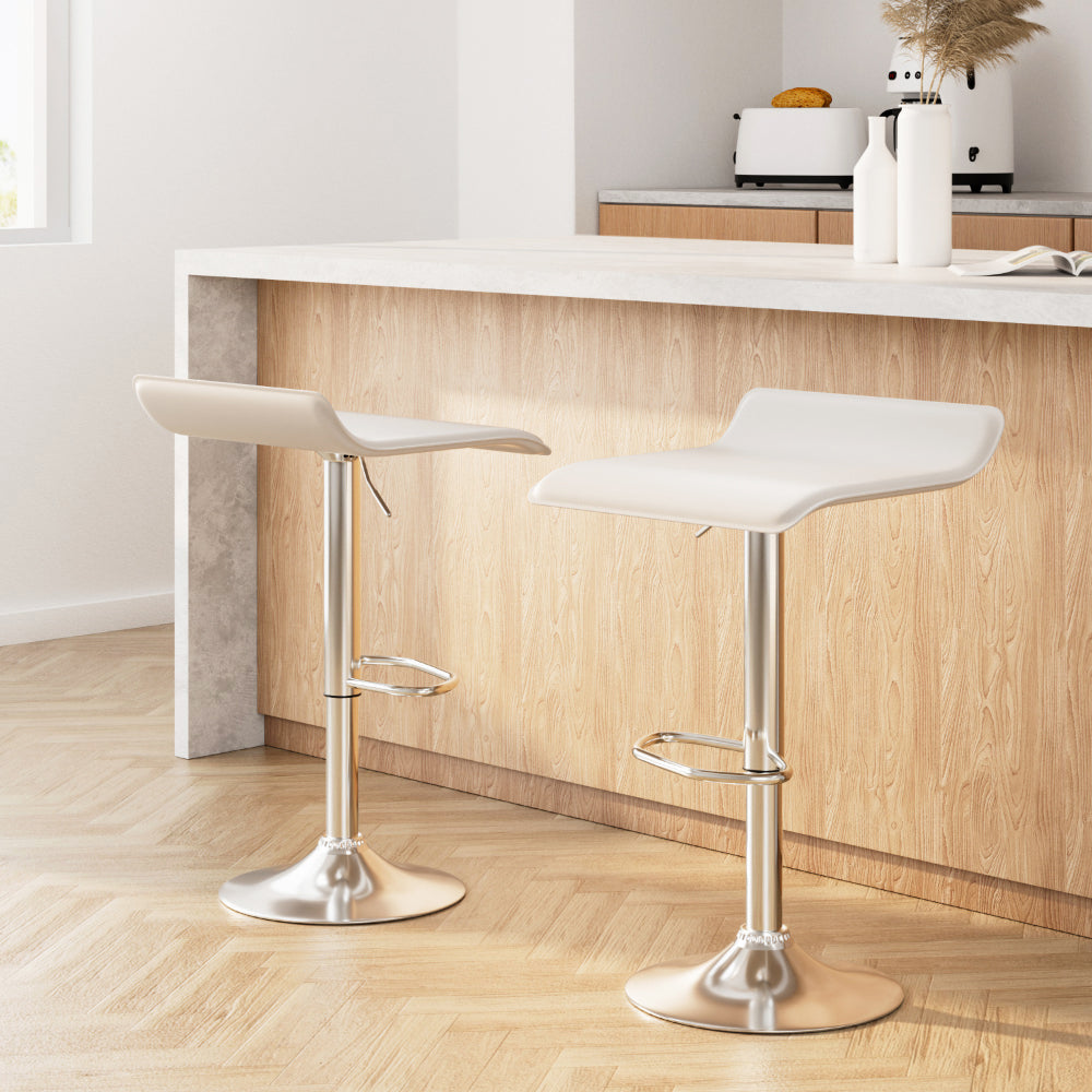 Nora PU Leather Counter Stool - White (Set of 2)