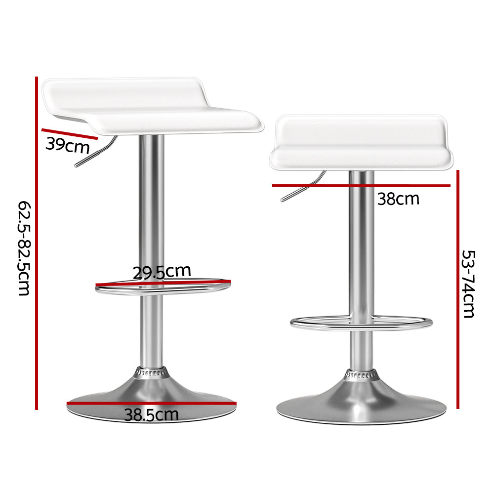 Nora PU Leather Counter Stool - White (Set of 2)