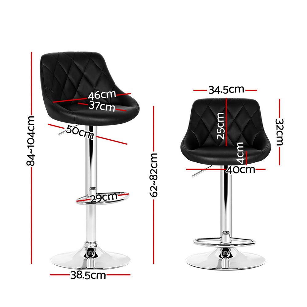 Henry PU Leather Counter Stool - Black (Set of 2)