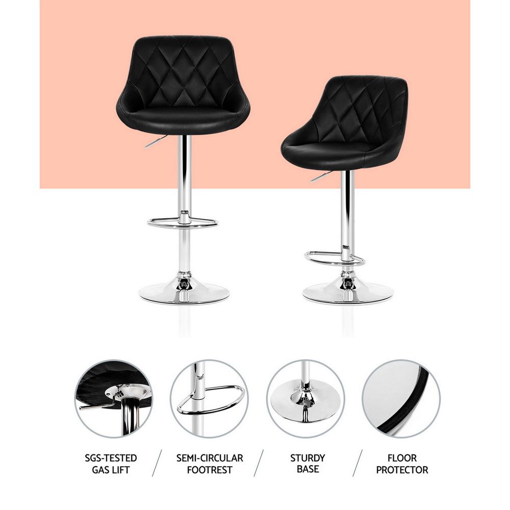 Henry PU Leather Counter Stool - Black (Set of 2)