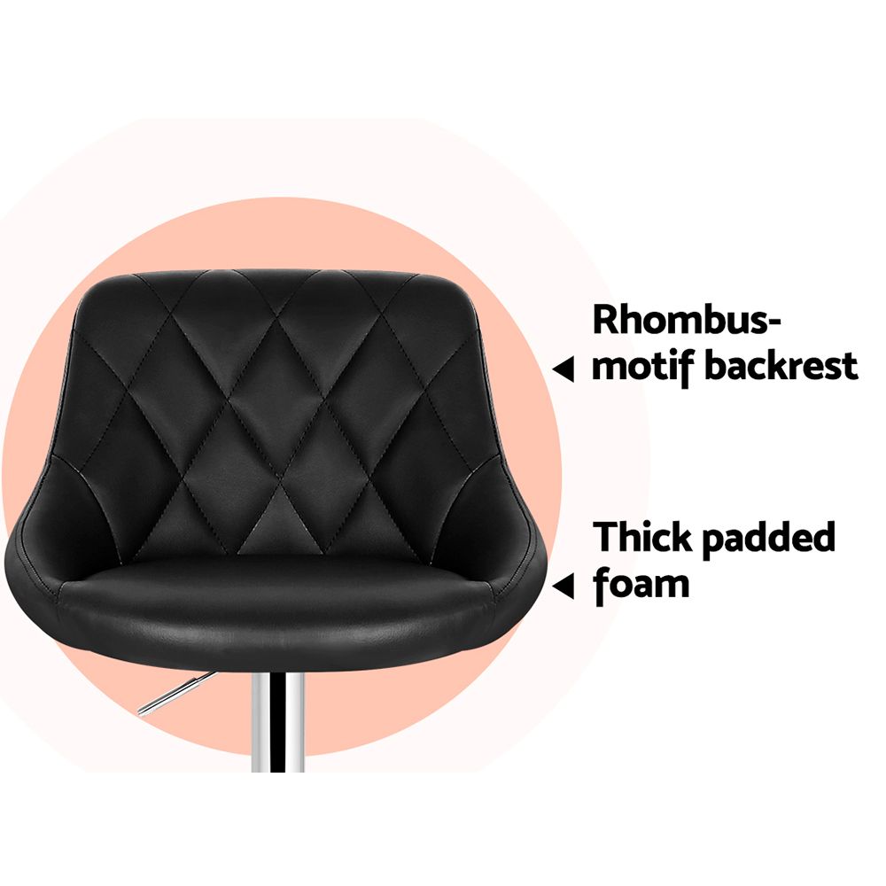 Henry PU Leather Counter Stool - Black (Set of 2)
