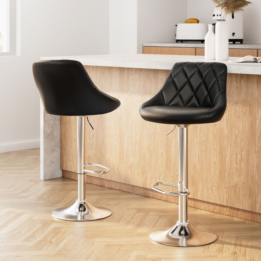 Henry PU Leather Counter Stool - Black (Set of 2)