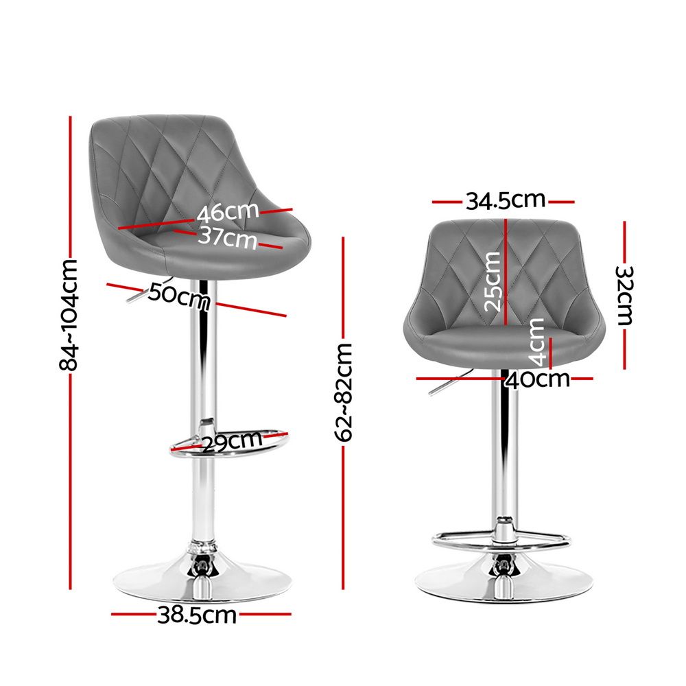 Henry PU Leather Counter Stool - Grey (Set of 2)